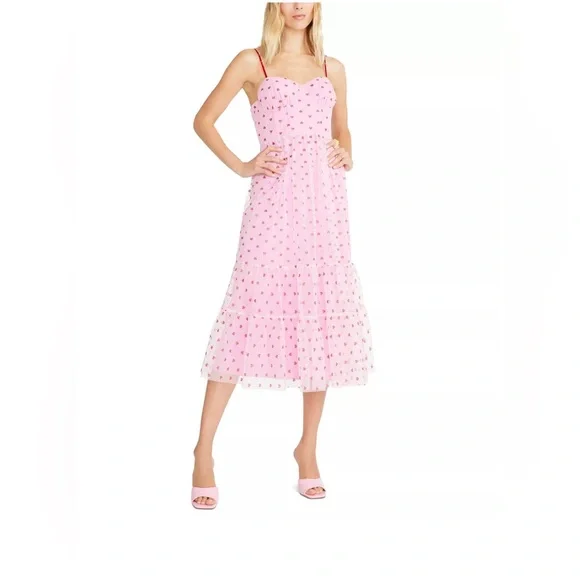 Betsey Johnson Valentines Heart Print Pink Dress - Picture 4 of 12